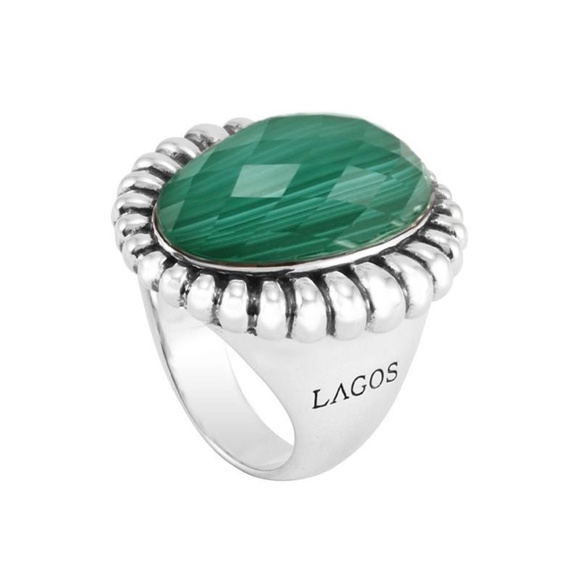 LAGOS Venus Malachite Doublet Ring in Sterling Silver Size 7